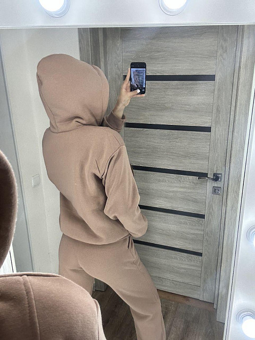 Женский утепленный костюм двойка: кофта и штаны трехнитка на флисе + мех Мокко, 42/44 Одесса - изображение 4