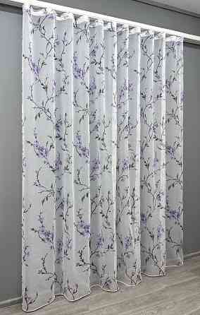 Тюль VR-Textil 1910т Flora Батист Білий з фіолетово-чорним принтом 300х270 см (40-244) Київ