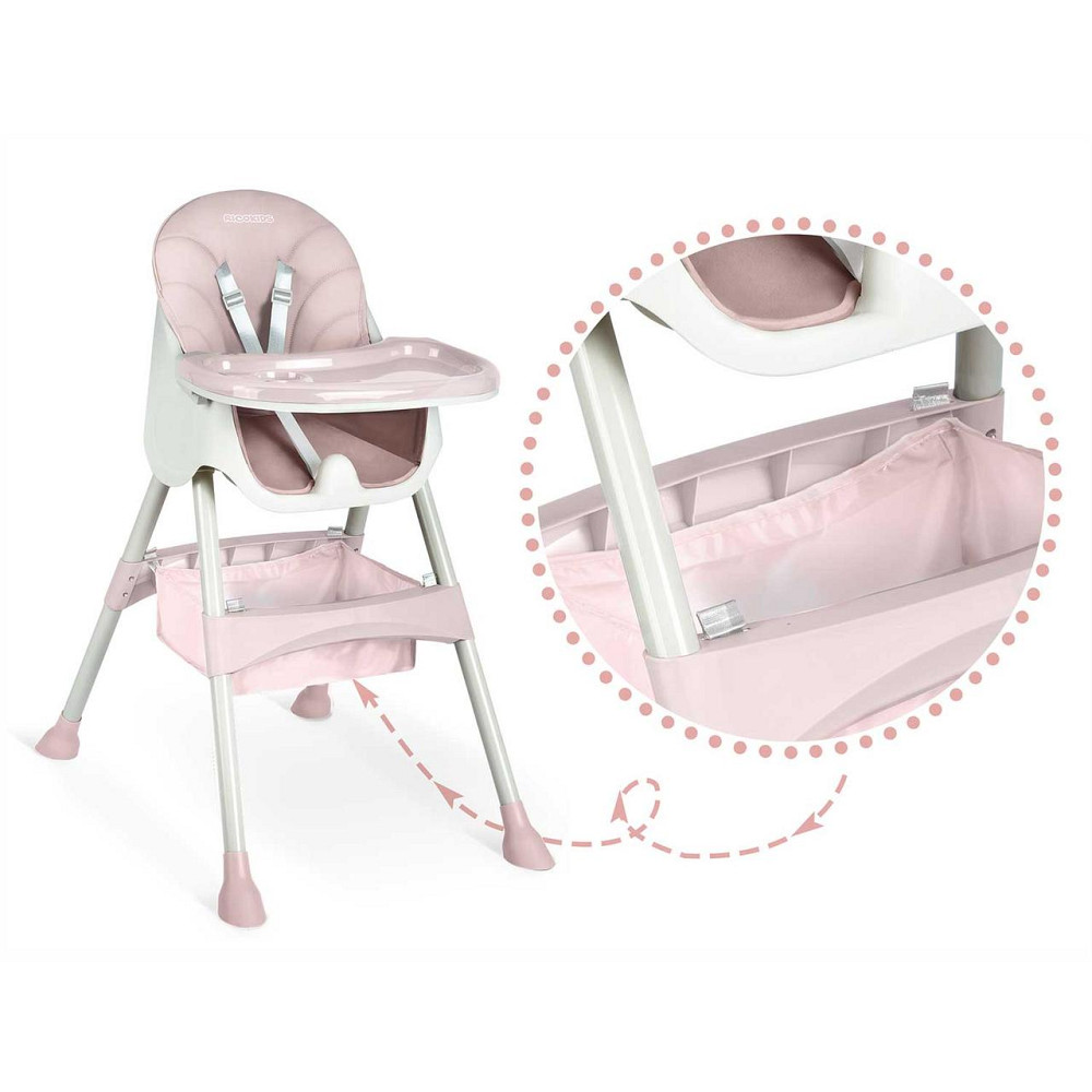 Стільчик для годування зі столиком Ricokids Milo 79 х 62 х 94 см - рожево-білий Київ - фото 6