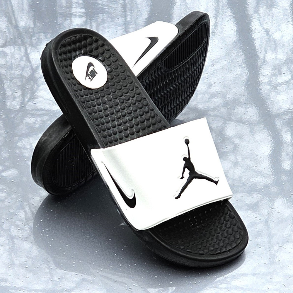Чорні чоловічі Шльопанці Nike Jordan Сланці Білі капці Найк (розміри: 40,44) Дніпро - фото 1