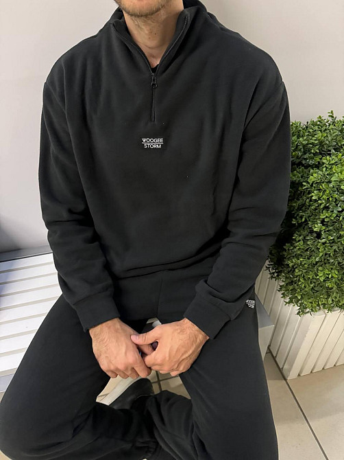 Мужской теплый костюм двойка из двухстороннего плотного флиса Черный, 46/50 Одесса - изображение 4