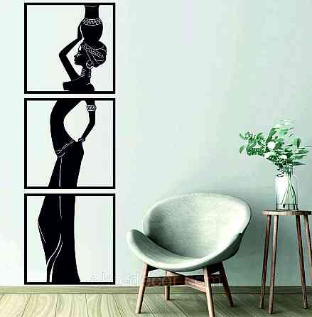 Декоративное настенное Панно «Девушка» Декор на стену 90*276 см, Черный Киев