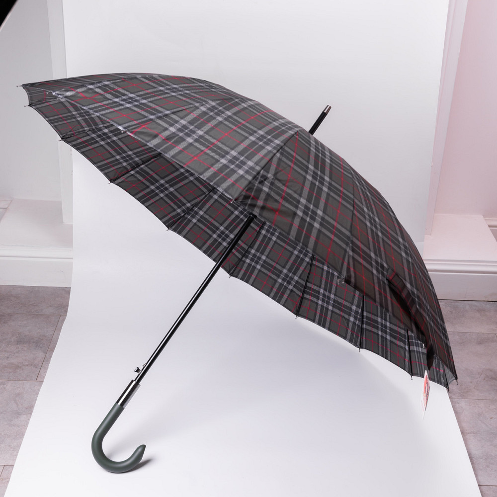 Класична парасолька-тростина напівавтомат з поліестеру 16 спиць діаметр 117 см Зелена HP-23-4GR Коломыя - изображение 6