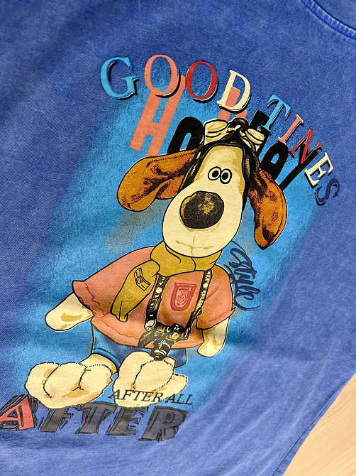 Футболка жіноча YIGOU 74 тай дай оверсайз з принтом собака, синій, one size Київ - фото 7