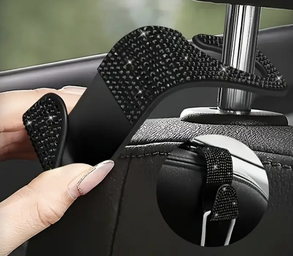 Гачки органайзери для підголовників в авто зі стразами 2 шт Чорний Смела - изображение 5