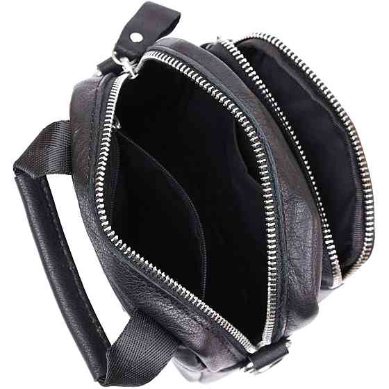 Компактна чоловіча сумка з натуральної шкіри Vintage 20477 Чорний Київ