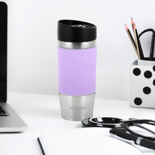 Термочашка 280мл з TPR вставкою нержавіюча сталь (ментол.,блакитний,ліловий,сірий) Kamille 2152 Житомир - изображение 9