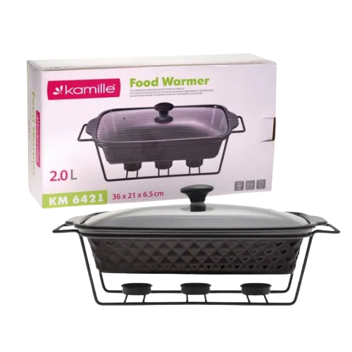 Марміт прямокутний 2л 36см кераміка скляна кришка + метал.підставка чорний 6421 KAMILLE Житомир - изображение 9