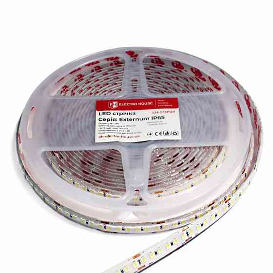 LED стрічка 14Вт 24В SMD2835 180 діодів, холодний білий 6500К, серія Externum IP65 , гарантія 3 роки Дніпро