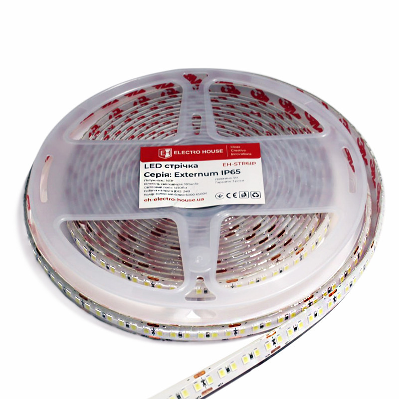 LED стрічка 14Вт 24В SMD2835 180 діодів, холодний білий 6500К, серія Externum IP65 , гарантія 3 роки Дніпро - фото 3