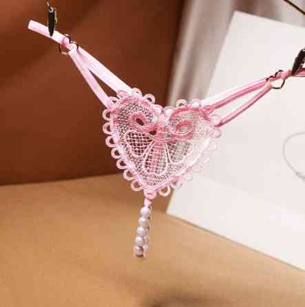 Еротичні стрінги з бусами рожеві - розмір універсальний, (на резинці) Київ