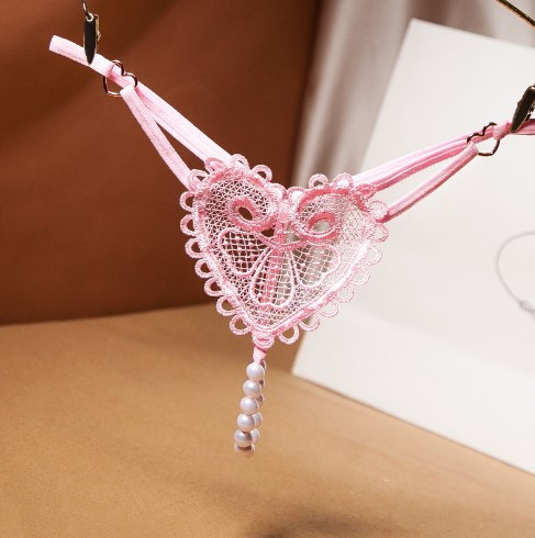 Еротичні стрінги з бусами рожеві - розмір універсальний, (на резинці) Київ - фото 1