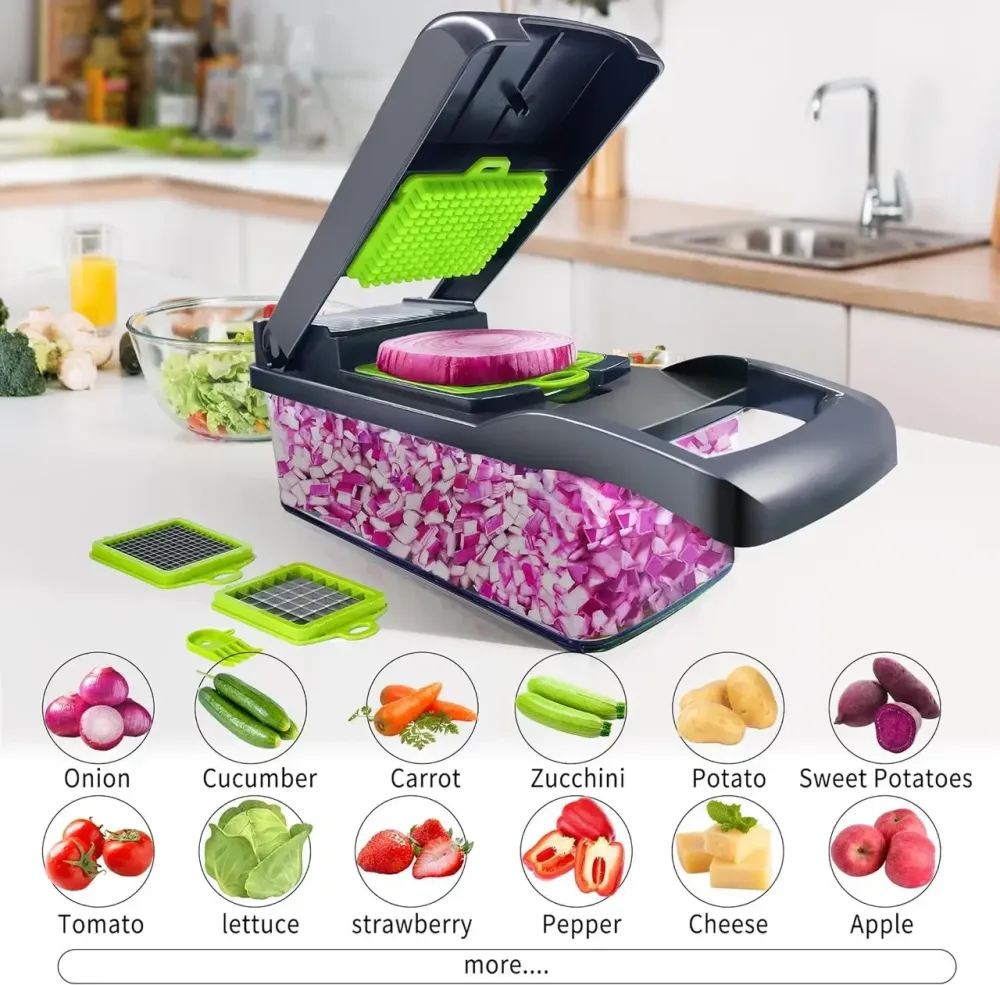 Овочерізка 14 в 1 Veggie Slicer компактна з контейнером для овочів та змінними насадками Одеса - фото 8