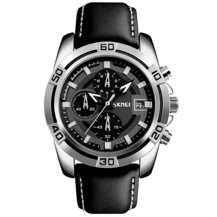 Мужские часы Skmei 9156 Avalon Черные с серебристым Винница - изображение 1