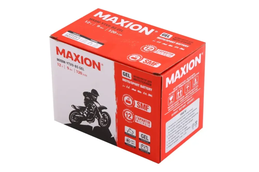 Аккум. батарея Мото 12В 9 Ач «Maxion» гелевий (низький) Вінниця - фото 4