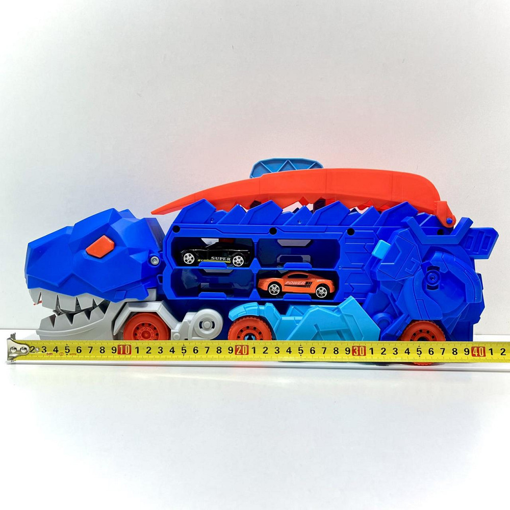 Трейлер у вигляді динозавра з набором машинок 2шт Синій (MH-177) Чернігів - фото 8