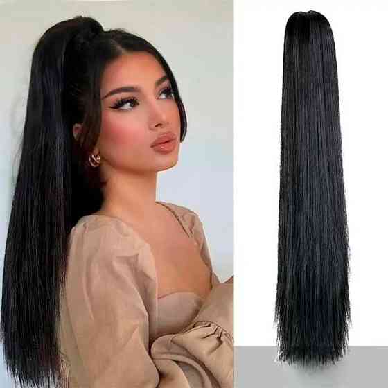 Шиньйон накладний хвіст на шпильці Didaka пряме волосся — 50 см "Брюнетка" Вінниця