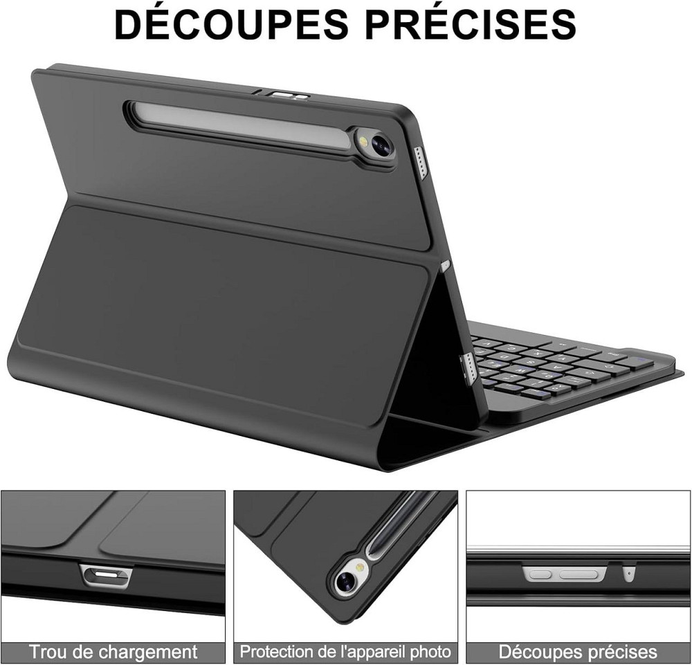 Чохол-клавіатура планшета Samsung Galaxy Tab S10 FE 2025, S9 FE 10.9'' 2023 чорний, знімна бездротова QWERTZ Bluetooth клавіатура Київ - фото 6