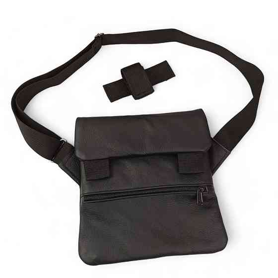 Сумка для прихованого носіння зброї з натуральної шкіри з кобурою, тактична барсетка месенджер через плече Київ