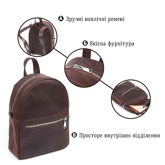 Винтажный женский рюкзак Shvigel 16314 Коричневый Киев