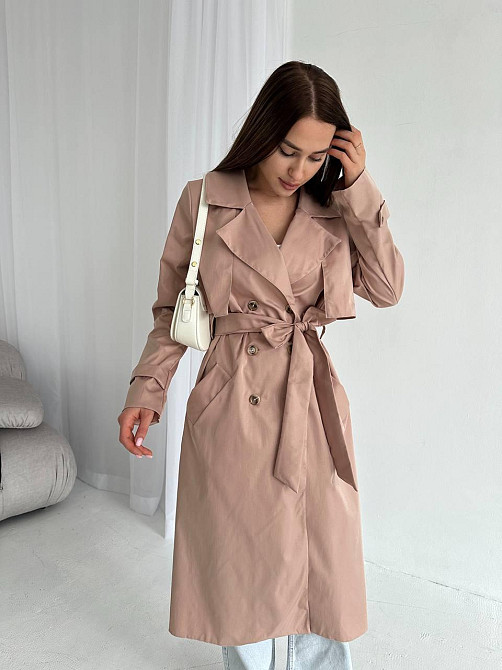 Жіночий трендовий стильний тренч  щільний котон-парка беж Одеса - фото 2