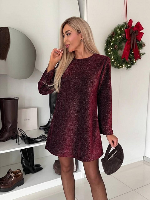 Жіноча вечірня романтична мініплаття з люрексу Марсала, 46-48 Одеса - фото 3