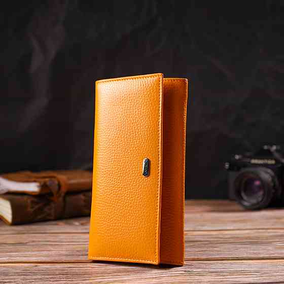 Яркий женский кошелек из натуральной кожи Желтый (CANPELLINI) Киев