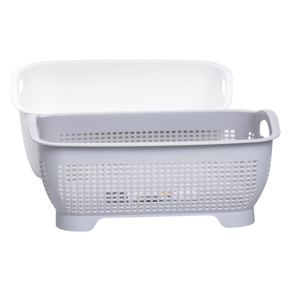 Yiwu Кошик-друшлак 2 в 1 для миття овочів, фруктів і зелені 29,5×21×11 (см) Сірий HP-45-6G Коломыя - изображение 3