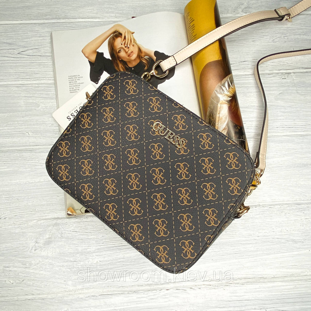 Женская стильная сумка на плечо Guess (4425) brown Киев - изображение 4