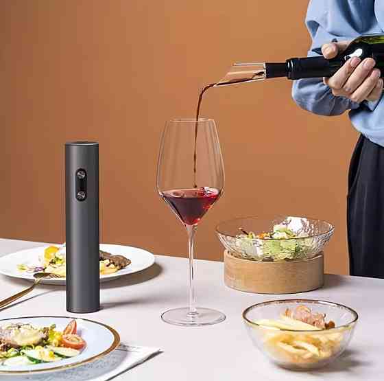 Электрический набор для вина штопор на батарейках 23 см черный Киев