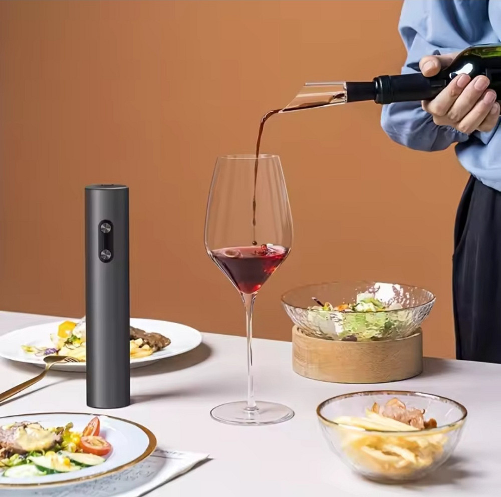 Электрический набор для вина штопор на батарейках 23 см черный Киев - изображение 2