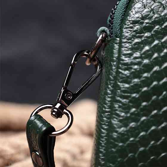 Жіноча компактна сумка на два відділення з натуральної шкіри Зелений (Vintage) Київ