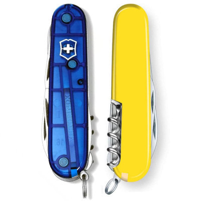 Нож Victorinox Huntsman Ukraine 91 мм Синьо-прозорий/Жовтий (1.3713.T2.8) Винница - изображение 6