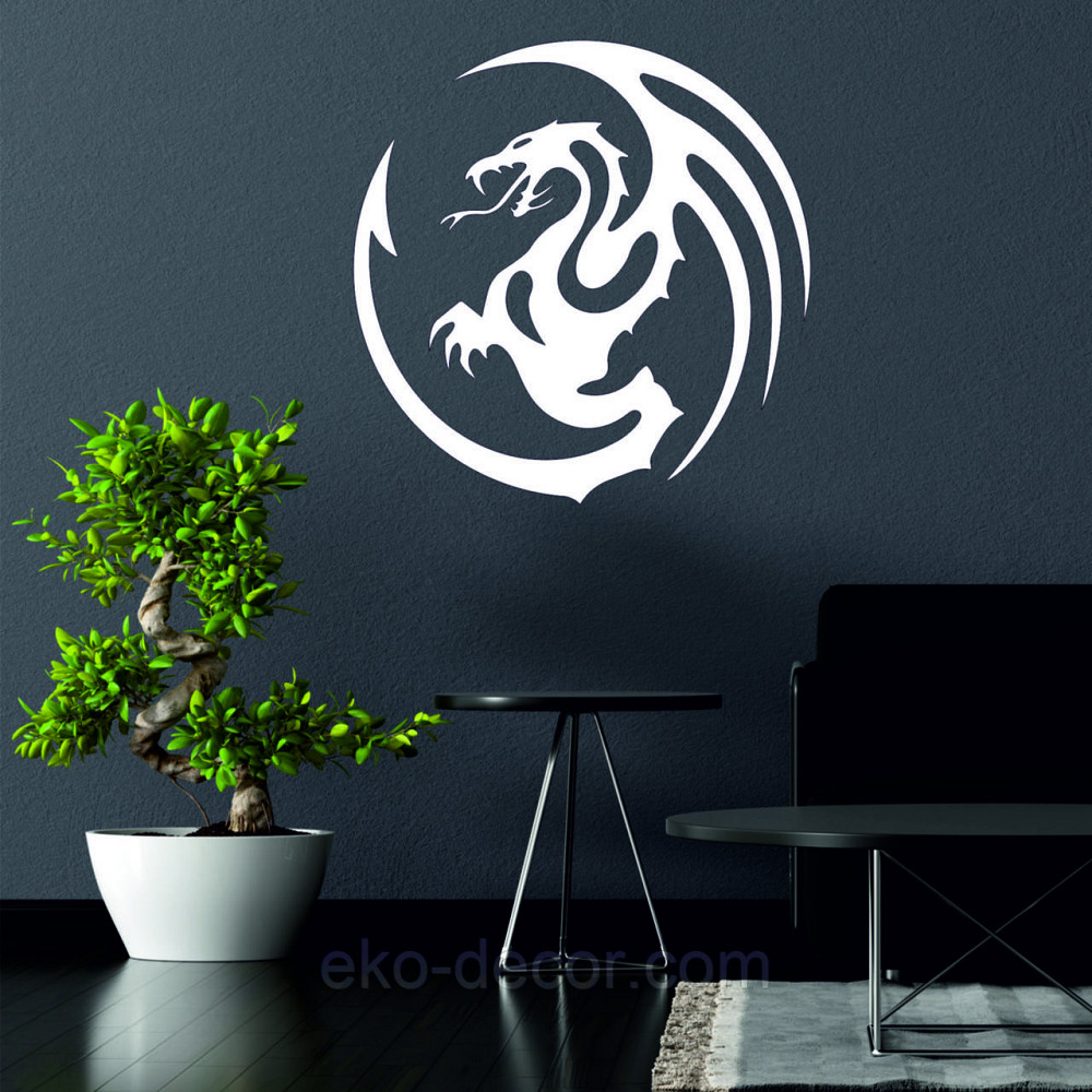 Декоративное настенное Панно «Дракон» Декор на стену 90*90 см, Белый Киев - изображение 2