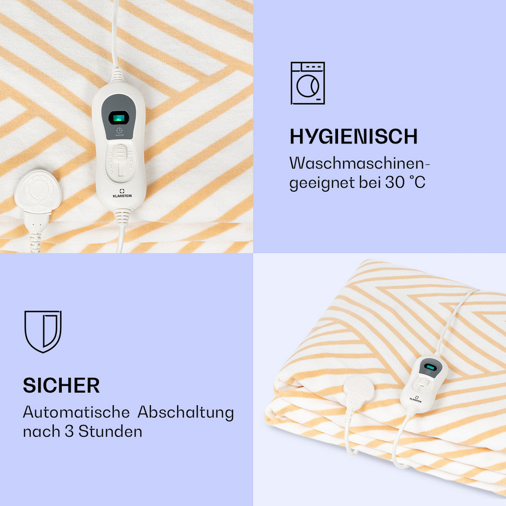 Доктор Watson XXL електрична ковдра 3 рівні потужності можна прати 200x180 см мікро плюш бежевий з малюнком Рівне - фото 4