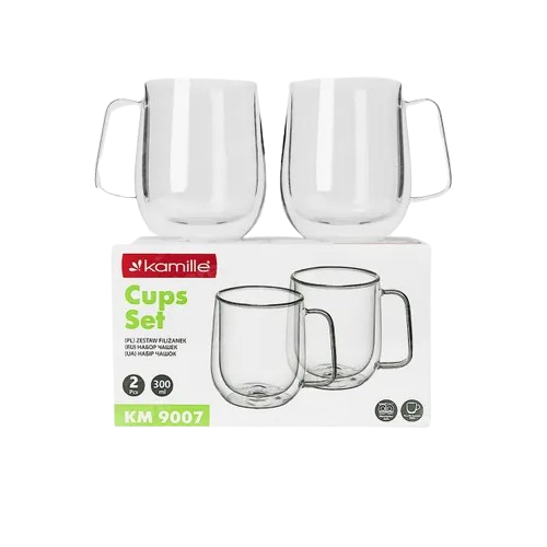 Набір чашок 2шт 250мл з подвійними стінками скло 9007 KAMILLE Житомир - фото 5