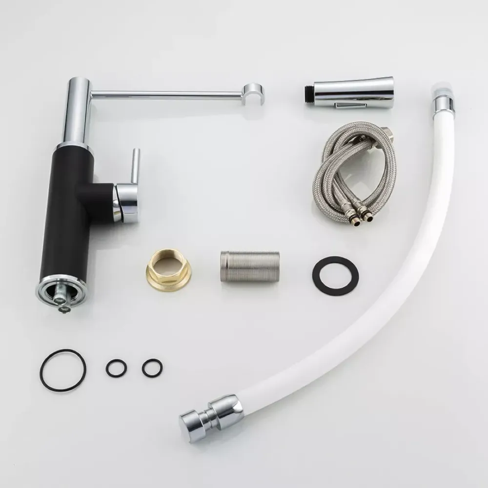 Смеситель для кухни Frap F4452-7 с гибким изливом, 2 режима, черно/белый Киев - изображение 6