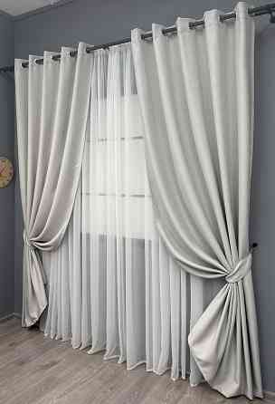 Комплект штор  на люверсах VR-Textil Блэкаут двусторонний Scandi № 1898ш Пепельный 150х250 см 2 шт (37-0298) Киев