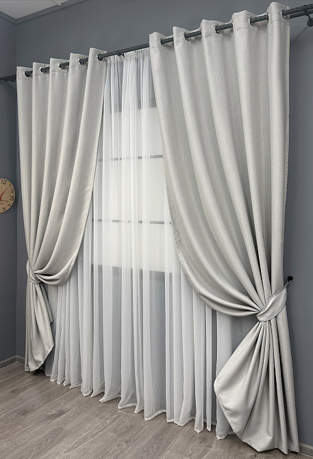 Комплект штор  на люверсах VR-Textil Блэкаут двусторонний Scandi № 1898ш Пепельный 150х250 см 2 шт (37-0298) Киев - изображение 3