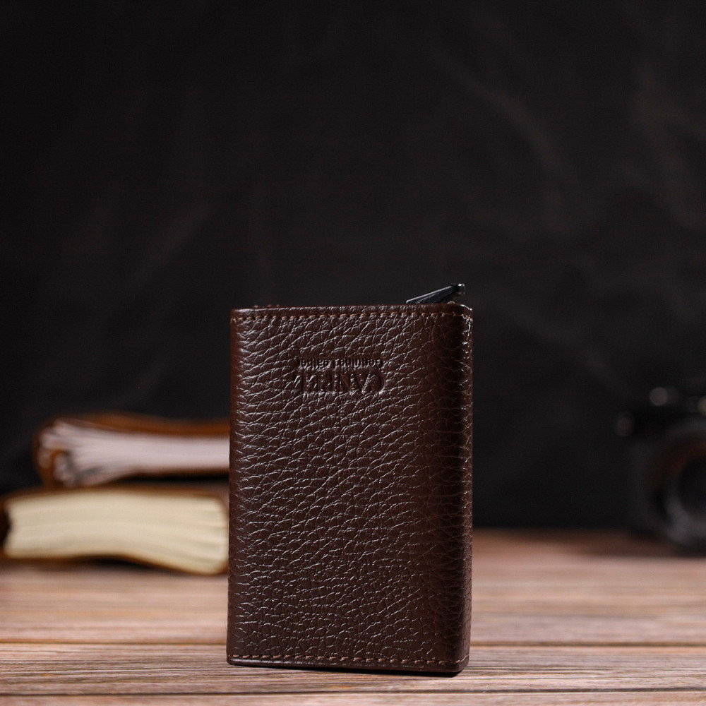 Мужской картхолдер в три сложения с автоматическим механизмом из натуральной кожи флотар (CANPELLINI) Киев - изображение 2