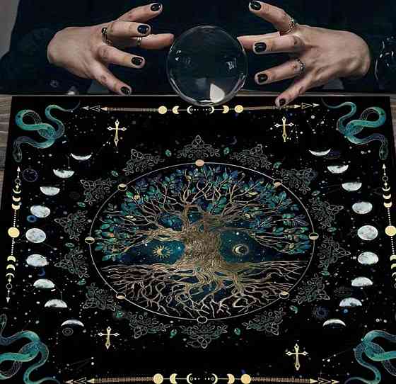 Скатертина для таро Дерево життя 49×49 см, килимок для карт таро, рун, алтарна тканина Київ