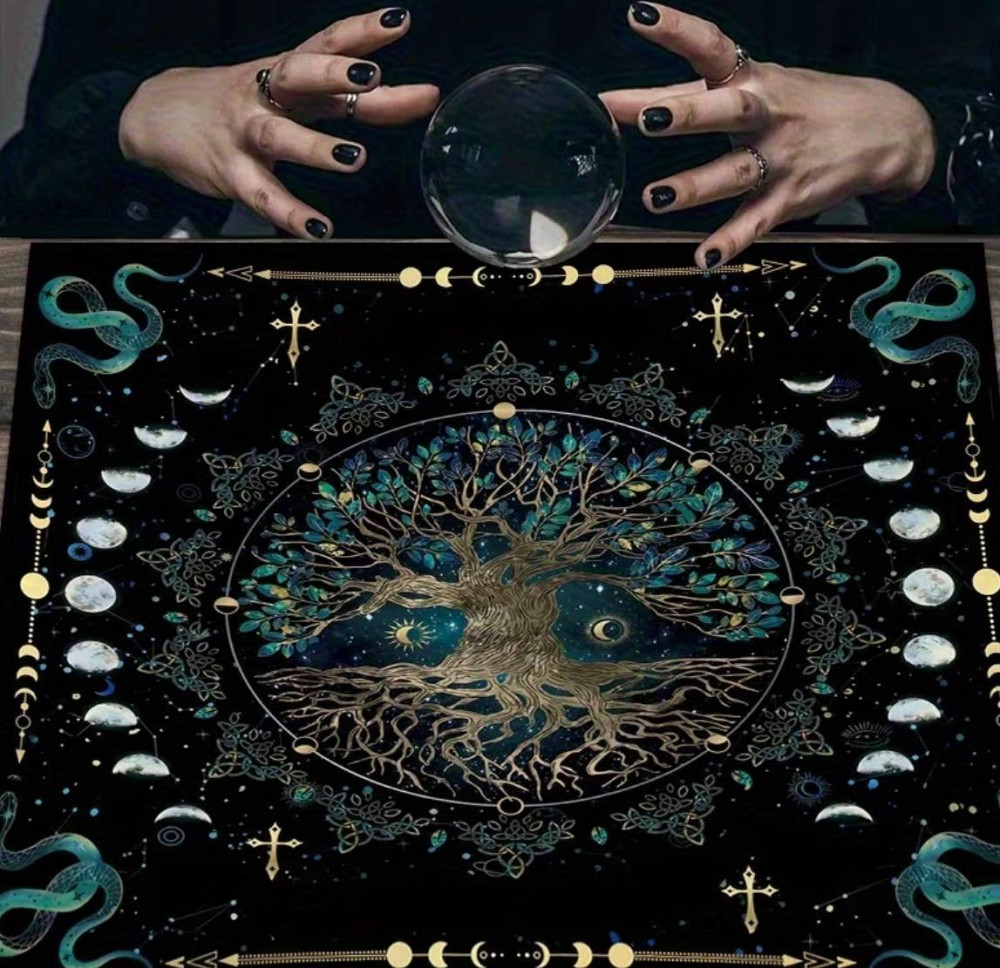 Скатерть для таро Дерево жизни 49×49 см, коврик для карт таро, рун, алтарная ткань Киев - изображение 6