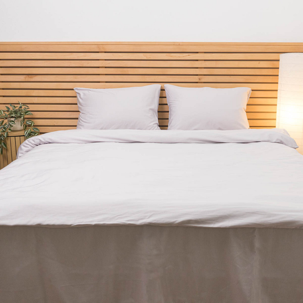 Евро комплект постельного белья Сатин Гладкий 135 г/м2 YouStar (Светло-серый) 2 х 50х70 Сумы - изображение 1