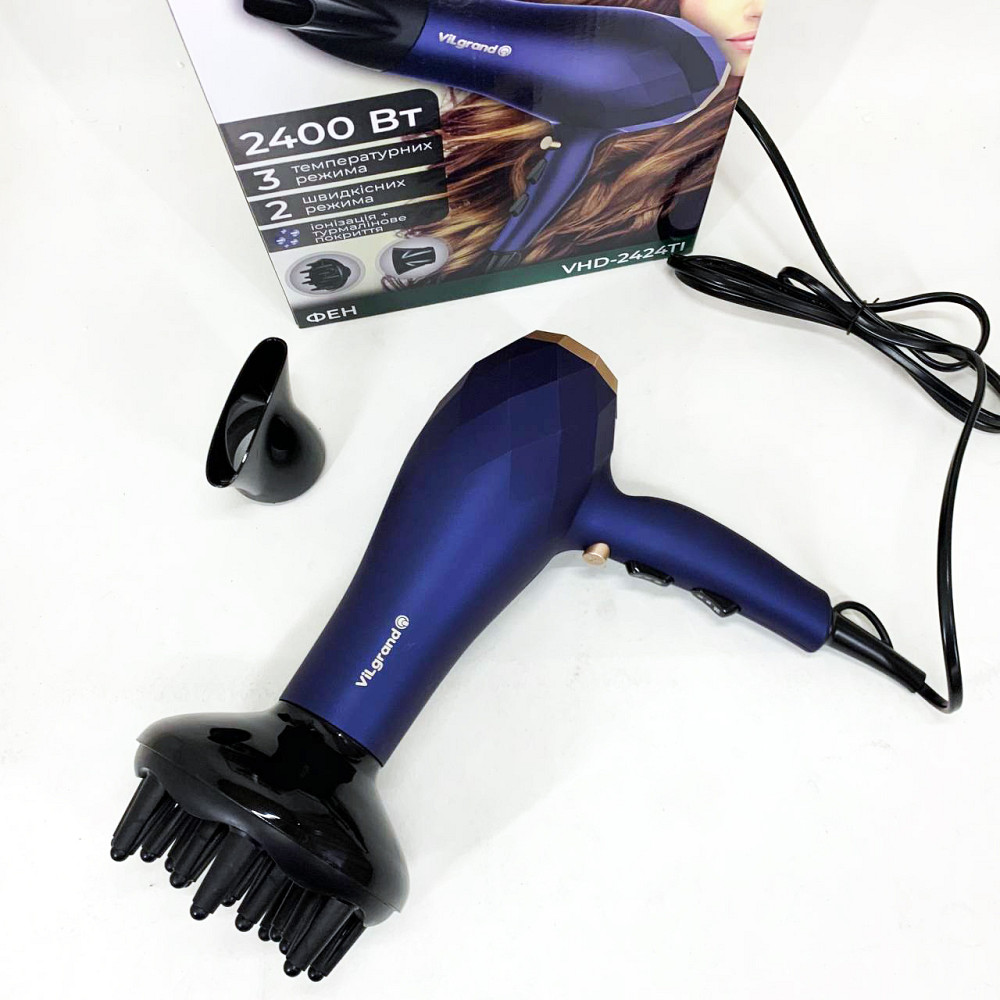 Електричний фен для укладання VILGRAND, Фен з холодним і теплим режимами побутовий для волосся NO-25 Львів - фото 8