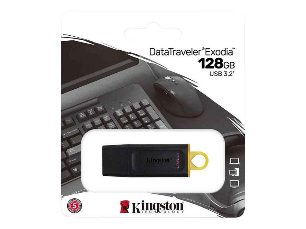 Флешка USB 128GB 3.2 DataTravel Exodia чорно-жовта ТМ Kingston Київ - фото 1