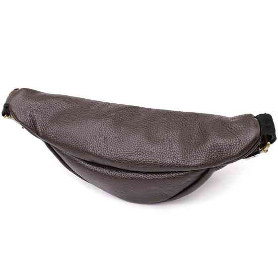 Стильна сумка бананка із зернистої натуральної шкіри Shvigel 23146 Коричневий Київ