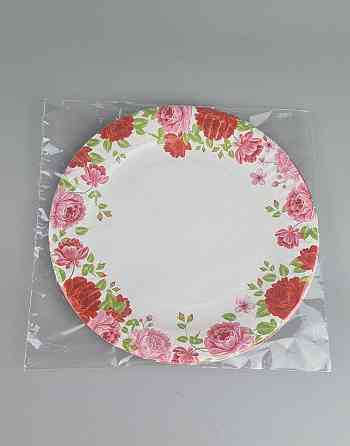 Паперова тарілка з малюнком 18 см "No 3" Півонії візерунок 10 шт (1 пачка) Харків