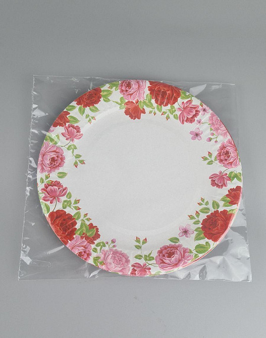 Паперова тарілка з малюнком 18 см "No 3" Півонії візерунок 10 шт (1 пачка) Харків - фото 2