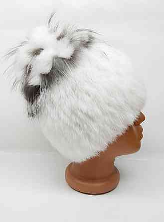 Шапка меховая женская цветок Белла кролик Rex Белый Харьков