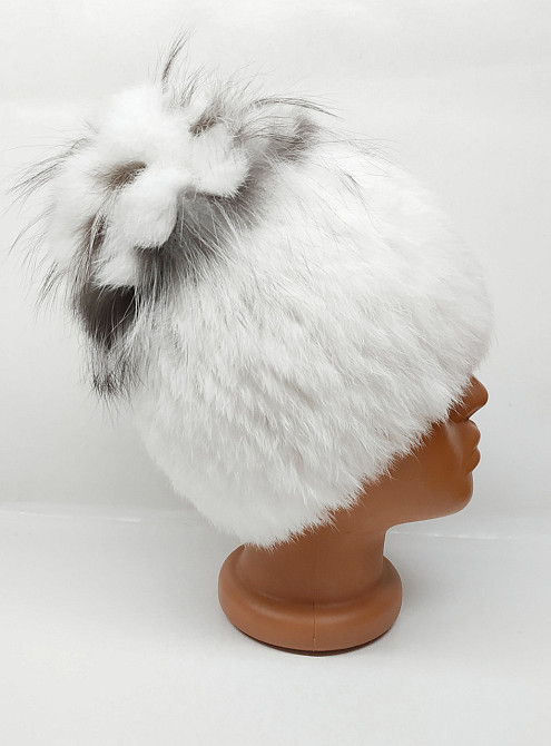 Шапка меховая женская цветок Белла кролик Rex Белый Харьков - изображение 3